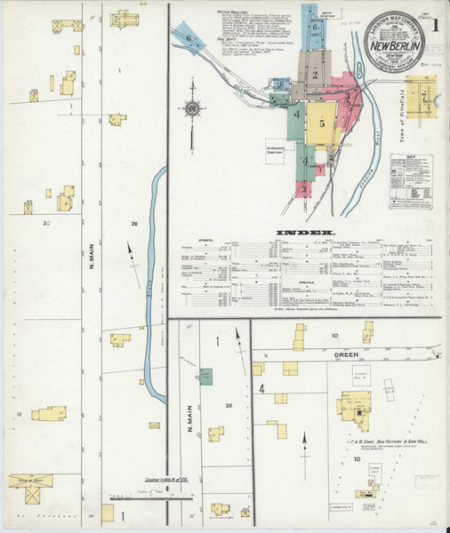 New Berlin New York 1910 - Fire Insurance Index - Old Map Reprint