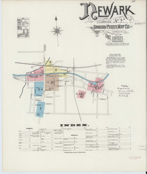 Newark New York 1890 - Fire Insurance Index - Old Map Reprint
