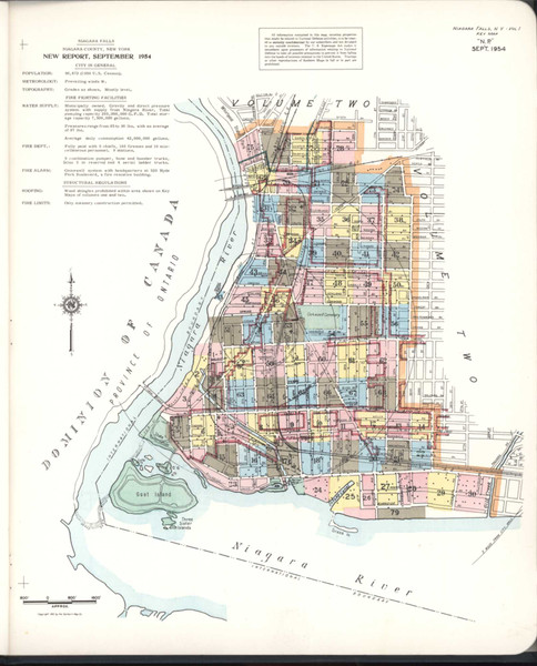 Niagara Falls New York 1955 V1 - Fire Insurance Index - Old Map Reprint