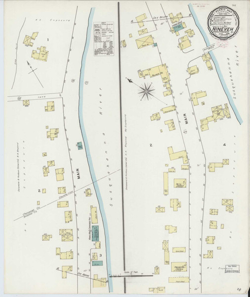 Nineveh New York 1894 - Fire Insurance Index - Old Map Reprint