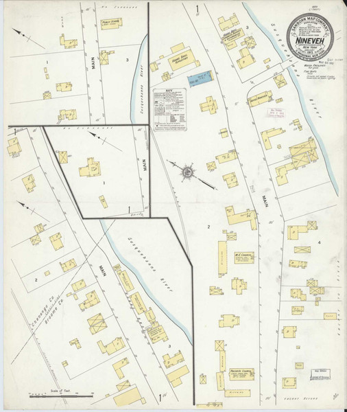 Nineveh New York 1912 - Fire Insurance Index - Old Map Reprint