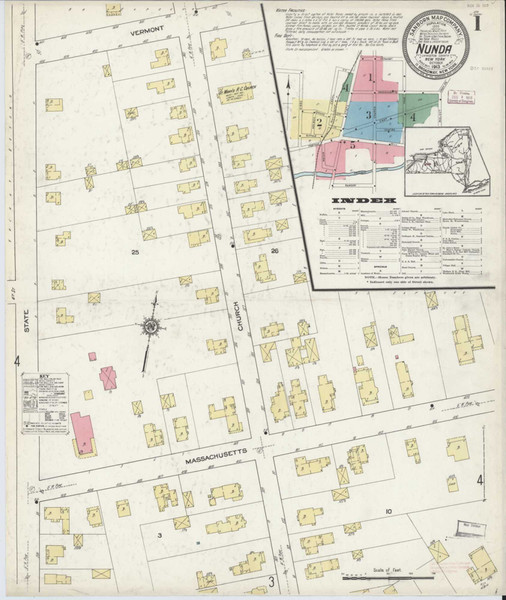 Nunda New York 1913 - Fire Insurance Index - Old Map Reprint