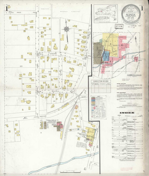 Nunda New York 1936 - Fire Insurance Index - Old Map Reprint
