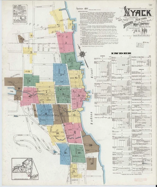 Nyack New York 1919 - Fire Insurance Index - Old Map Reprint