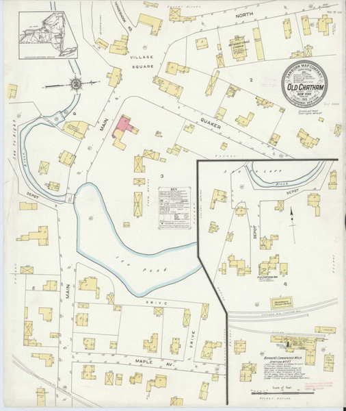 Old Chatham New York 1913 - Fire Insurance Index - Old Map Reprint