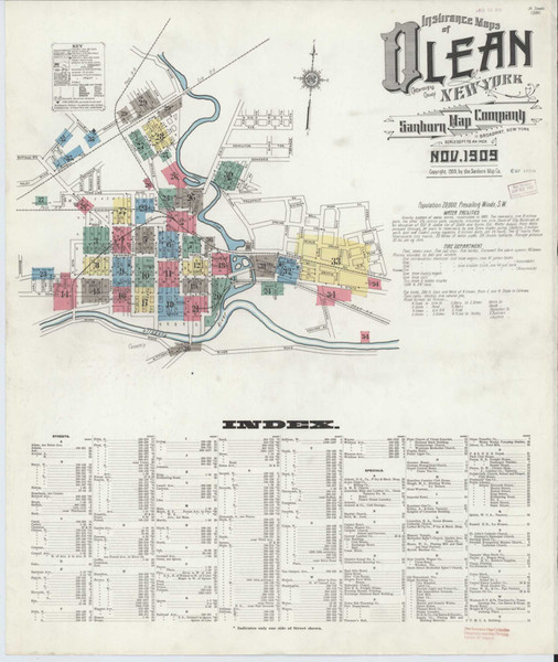 Olean New York 1909 - Fire Insurance Index - Old Map Reprint