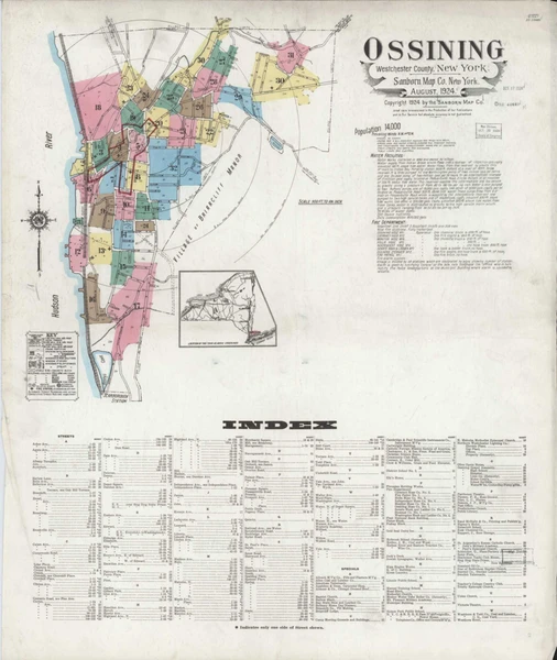 Ossining New York 1924 - Fire Insurance Index - Old Map Reprint