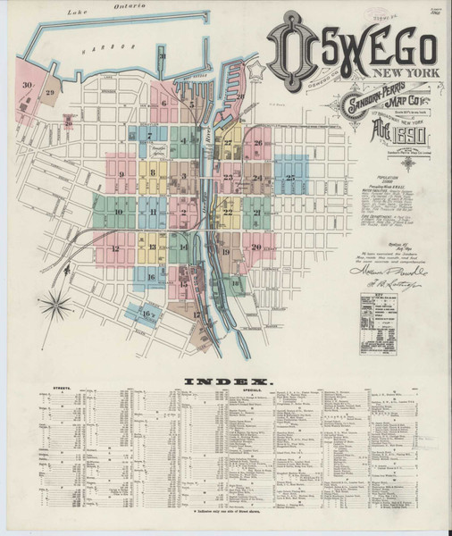 Oswego New York 1890 - Fire Insurance Index - Old Map Reprint