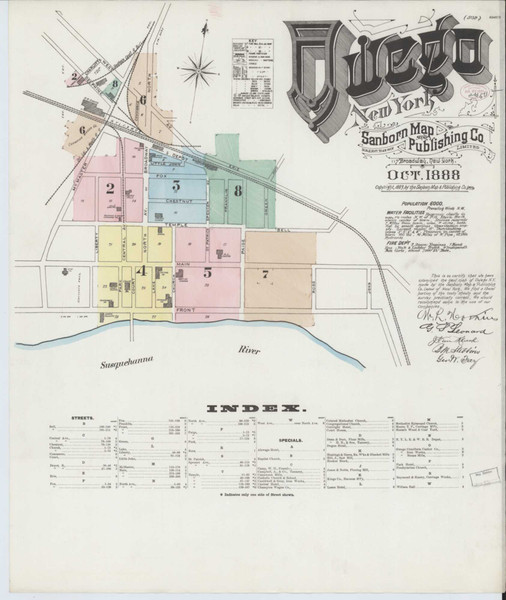 Owego New York 1888 - Fire Insurance Index - Old Map Reprint