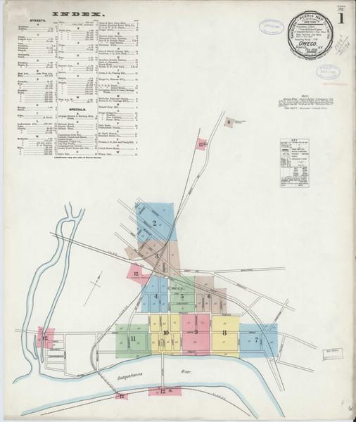 Owego New York 1898 - Fire Insurance Index - Old Map Reprint