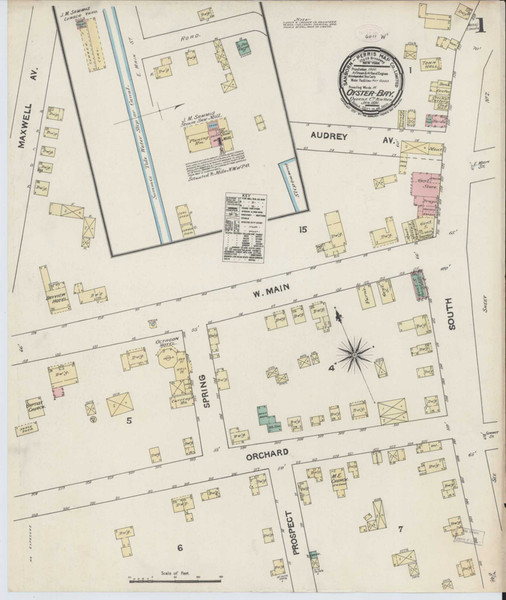 Oyster Bay New York 1891 - Fire Insurance Index - Old Map Reprint