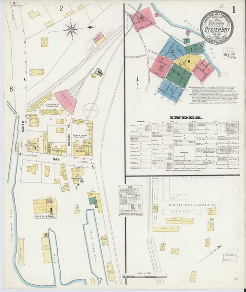 Oyster Bay New York 1909 - Fire Insurance Index - Old Map Reprint