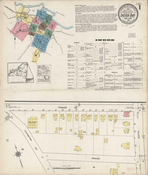 Oyster Bay New York 1922 - Fire Insurance Index - Old Map Reprint