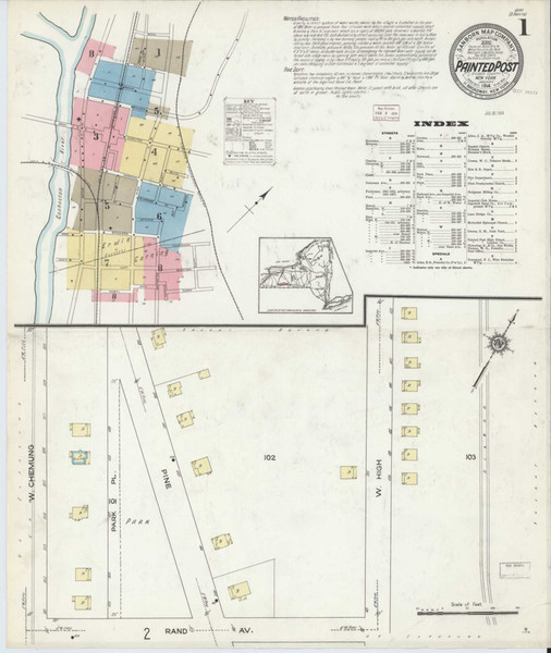 Painted Post New York 1914 - Fire Insurance Index - Old Map Reprint