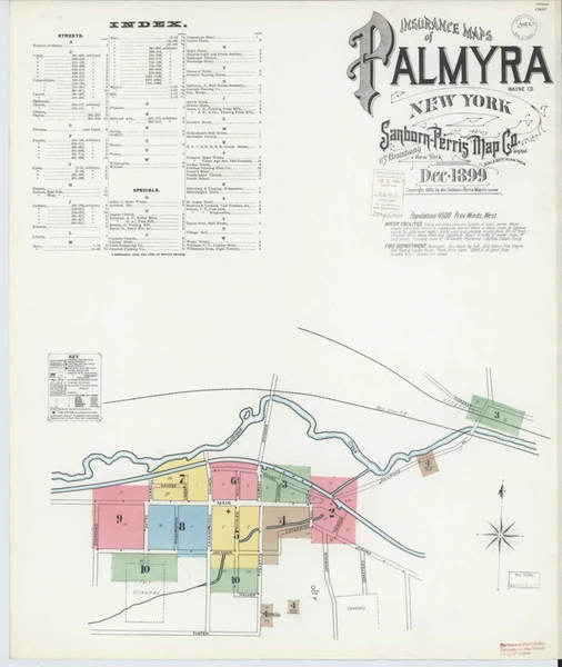 Palmyra New York 1899 - Fire Insurance Index - Old Map Reprint