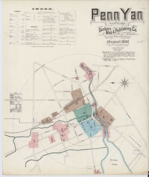 Penn Yan New York 1886 - Fire Insurance Index - Old Map Reprint