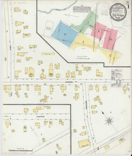 Pine Plains New York 1898 - Fire Insurance Index - Old Map Reprint