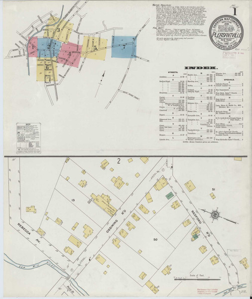 Pleasantville New York 1910 - Fire Insurance Index - Old Map Reprint