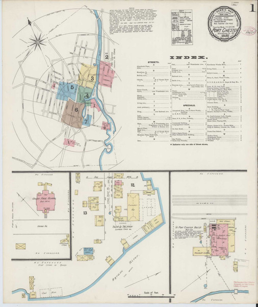 Port Chester New York 1890 - Fire Insurance Index - Old Map Reprint