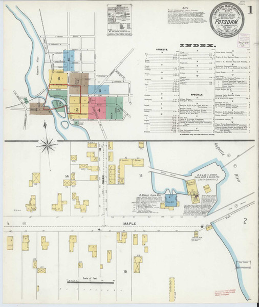 Potsdam New York 1904 - Fire Insurance Index - Old Map Reprint
