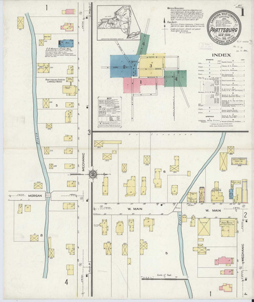 Prattsburgh New York 1913 - Fire Insurance Index - Old Map Reprint