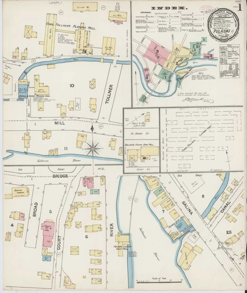 Pulaski New York 1890 - Fire Insurance Index - Old Map Reprint