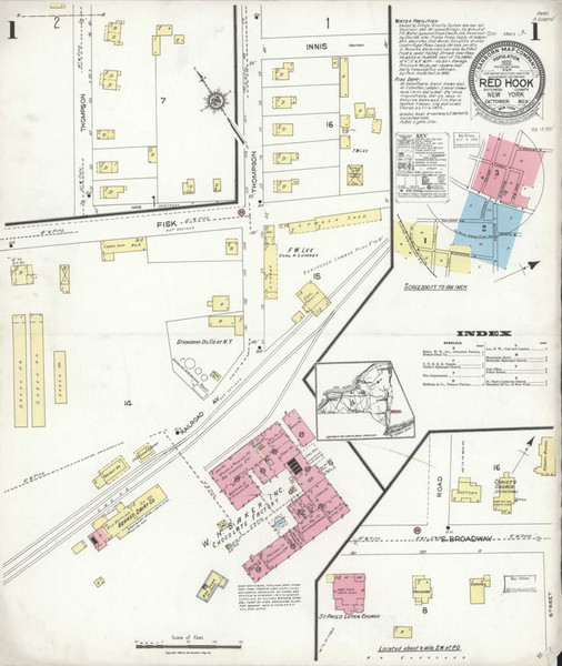 Red Hook New York 1923 - Fire Insurance Index - Old Map Reprint