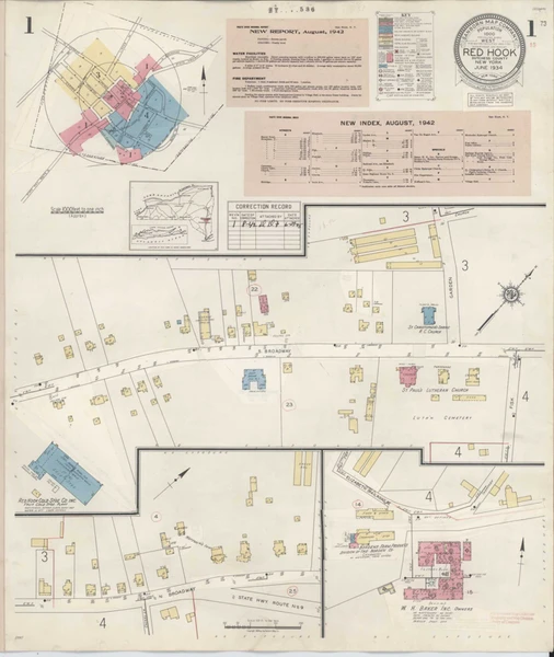 Red Hook New York 1942 - Fire Insurance Index - Old Map Reprint