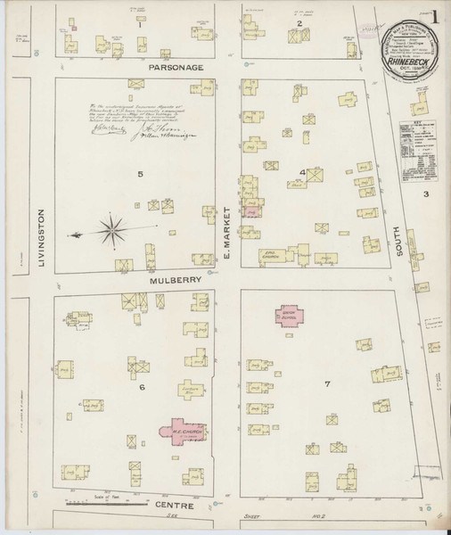 Rhinebeck New York 1886 - Fire Insurance Index - Old Map Reprint