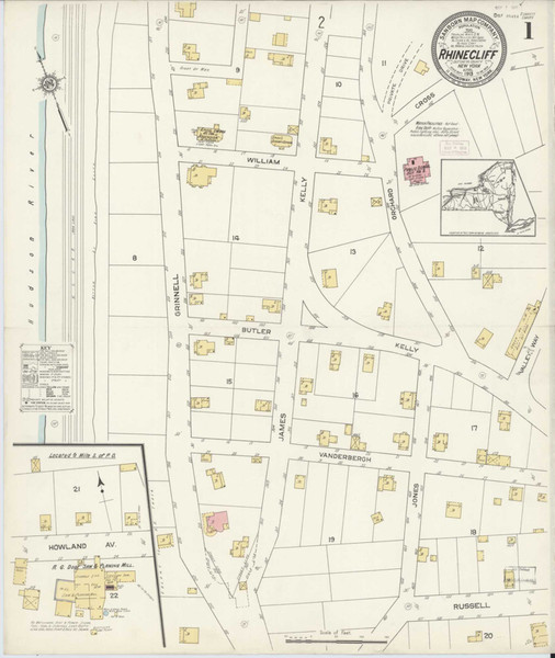 Rhinecliff New York 1913 - Fire Insurance Index - Old Map Reprint