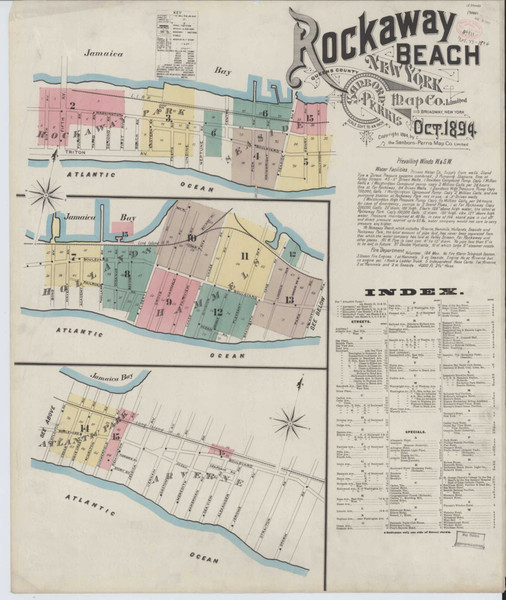 Rockaway Beach New York 1894 - Fire Insurance Index - Old Map Reprint