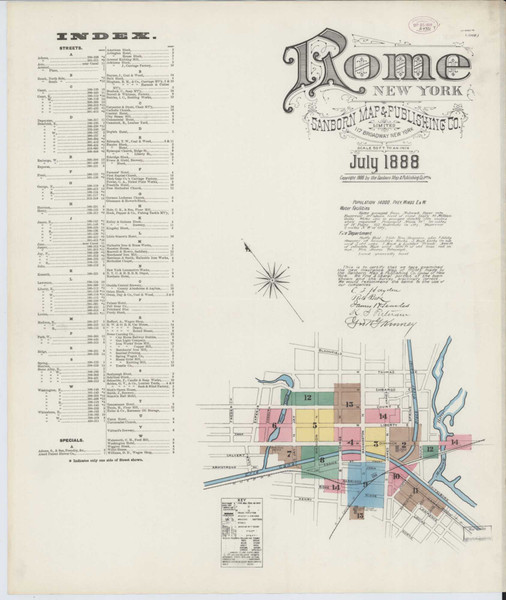 Rome New York 1888 - Fire Insurance Index - Old Map Reprint