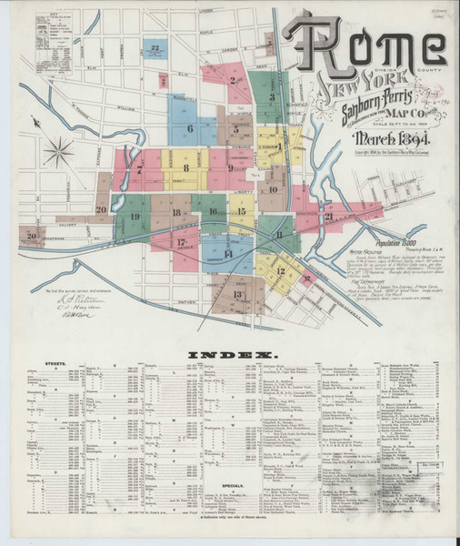 Rome New York 1894 - Fire Insurance Index - Old Map Reprint