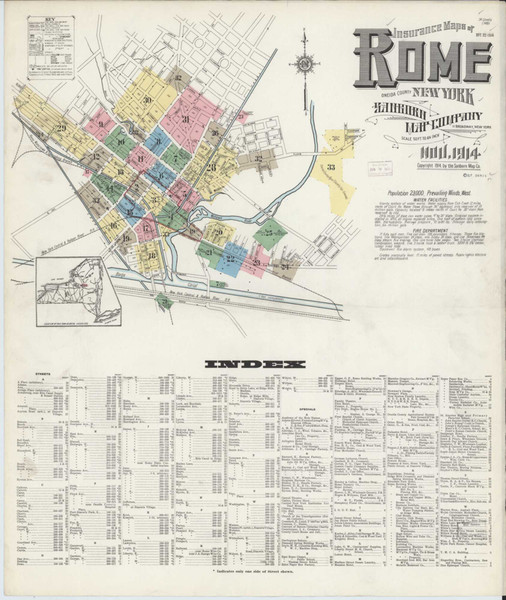 Rome New York 1914 - Fire Insurance Index - Old Map Reprint