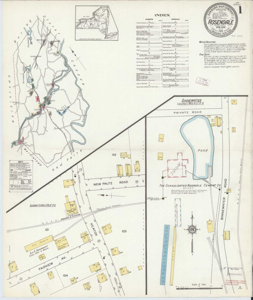 Rosendale New York 1913 - Fire Insurance Index - Old Map Reprint