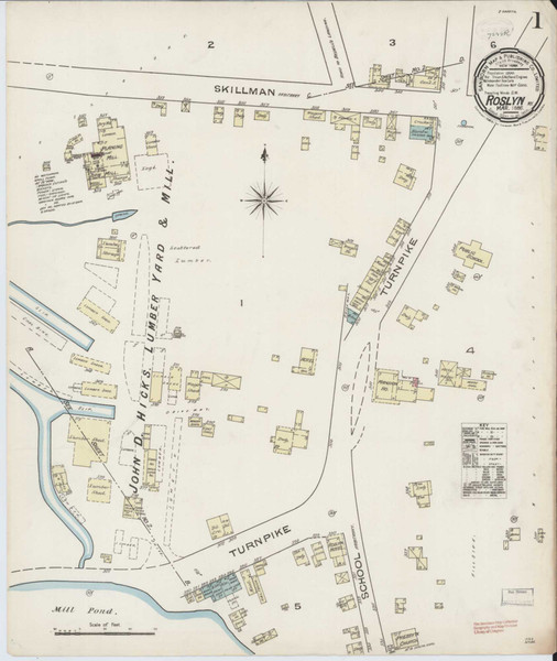 Roslyn New York 1886 - Fire Insurance Index - Old Map Reprint