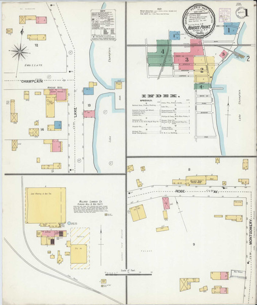 Rouses Point New York 1901 - Fire Insurance Index - Old Map Reprint