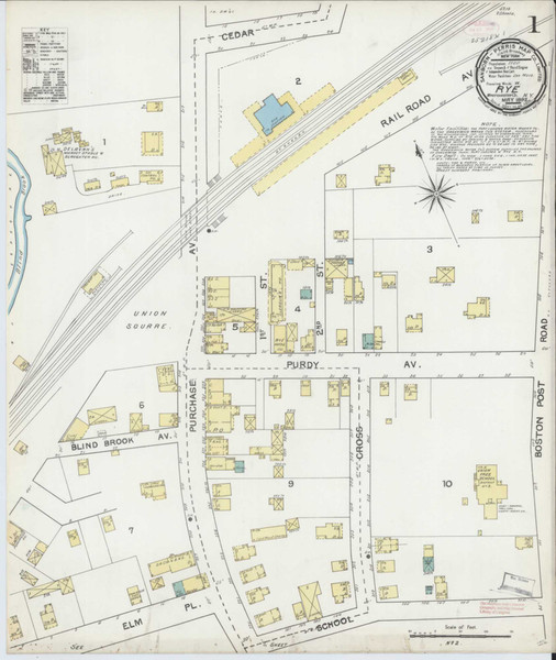 Rye New York 1892 - Fire Insurance Index - Old Map Reprint