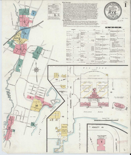 Rye New York 1912 - Fire Insurance Index - Old Map Reprint