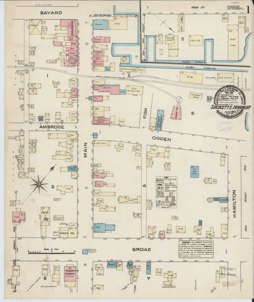 Sackets Harbor New York 1884 - Fire Insurance Index - Old Map Reprint