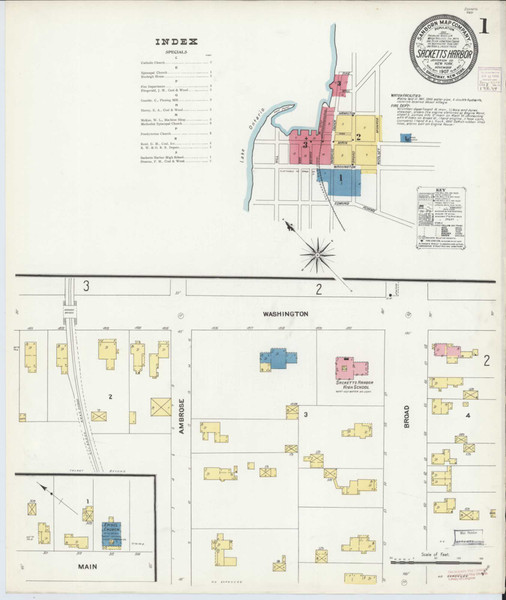 Sackets Harbor New York 1907 - Fire Insurance Index - Old Map Reprint