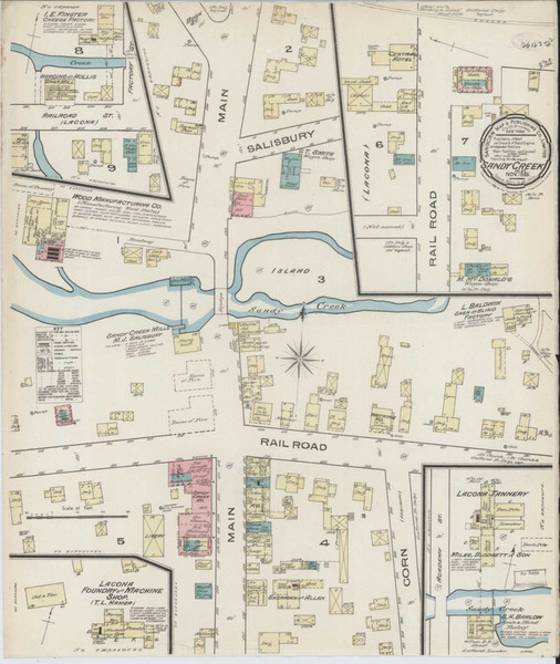 Sandy Creek New York 1885 - Fire Insurance Index - Old Map Reprint
