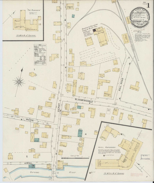 Saranac Lake New York 1895 - Fire Insurance Index - Old Map Reprint