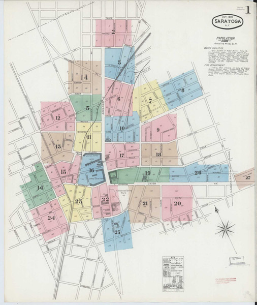 Saratoga New York 1889 - Fire Insurance Index - Old Map Reprint