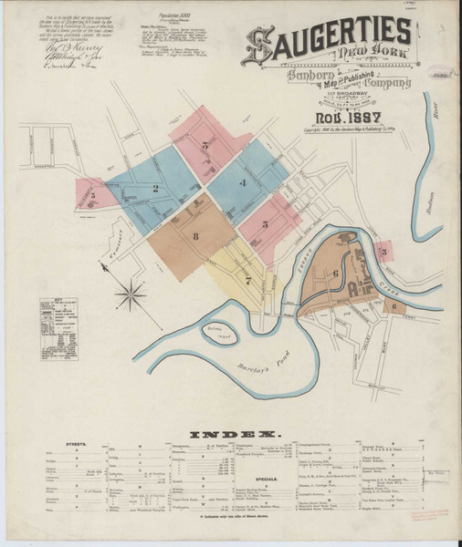 Saugerties New York 1887 - Fire Insurance Index - Old Map Reprint