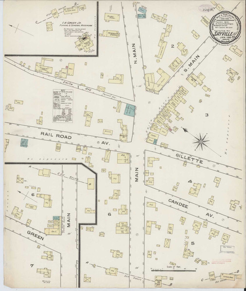 Sayville New York 1886 - Fire Insurance Index - Old Map Reprint