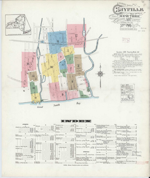 Sayville New York 1915 - Fire Insurance Index - Old Map Reprint