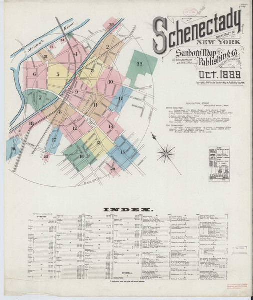 Schenectady New York 1889 - Fire Insurance Index - Old Map Reprint