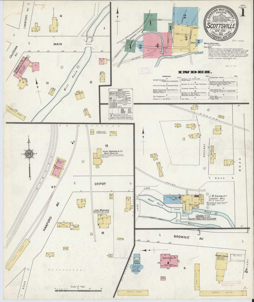 Scottsville New York 1912 - Fire Insurance Index - Old Map Reprint