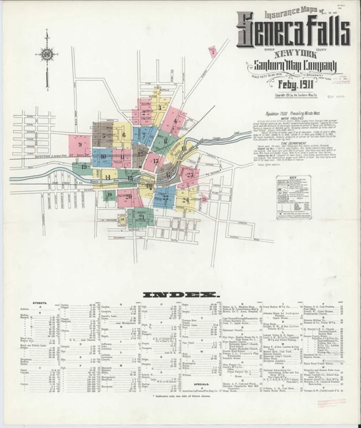 Seneca Falls New York 1911 - Fire Insurance Index - Old Map Reprint